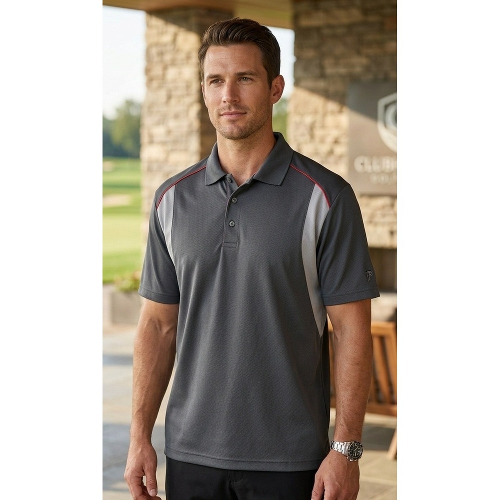 PGA Tour AirFlux Golf Performance Polo Shirt Men's XXL Gray Orange Colorblock